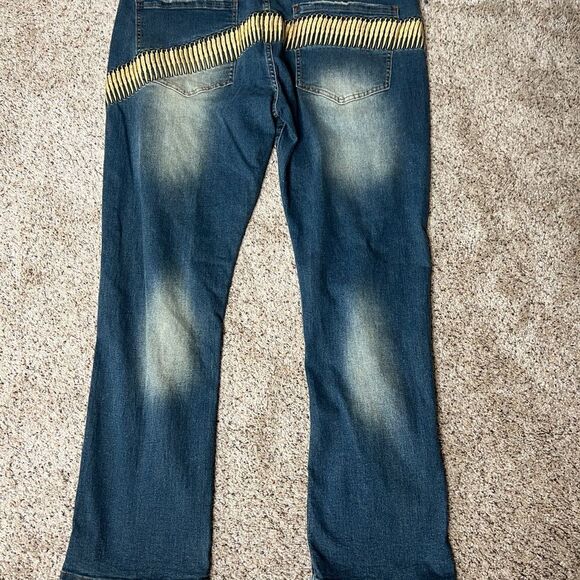 Jeans Wear Men’s Vintage Embroidered Grunge Distressed Stretch Jeans Size 40 - Picture 10 of 12